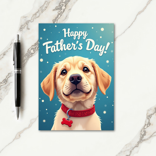 Golden Pup Fathers Day Wish Card