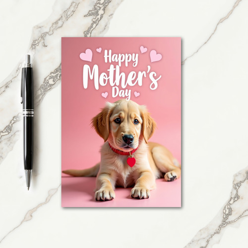 Golden Pup Mothers Day Card