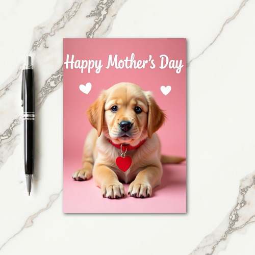 Golden Pup Mothers Day Heart Card