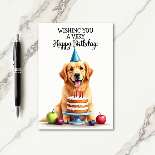Golden Pup Party Hat Card