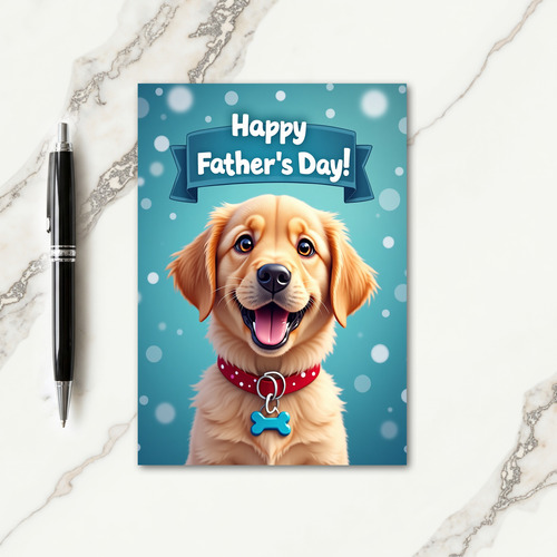 Golden Pup Sweet Fathers Day Card