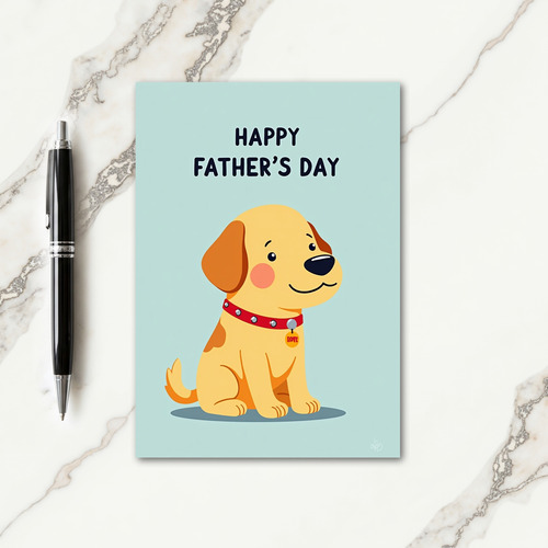 Golden Puppy Fathers Day Card