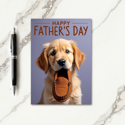 Golden Puppy Fathers Day Portrait Card