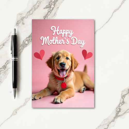 Golden Puppy Mothers Day Card