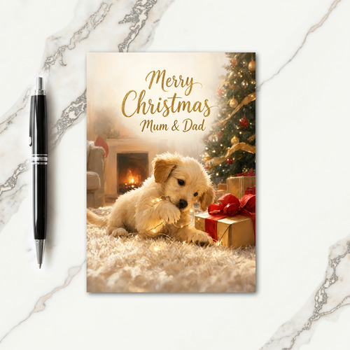 Golden Retriever Puppy Christmas Card