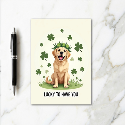 Golden Retriever Shamrock Card