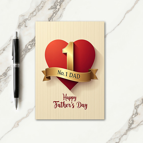 Golden Ribbon Fathers Day Card