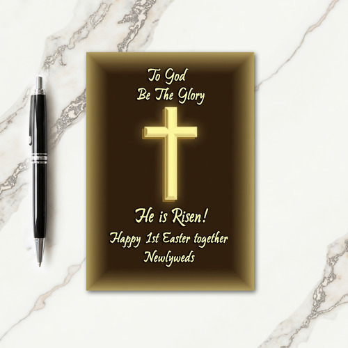 Golden Risen Easter Newlyweds Card