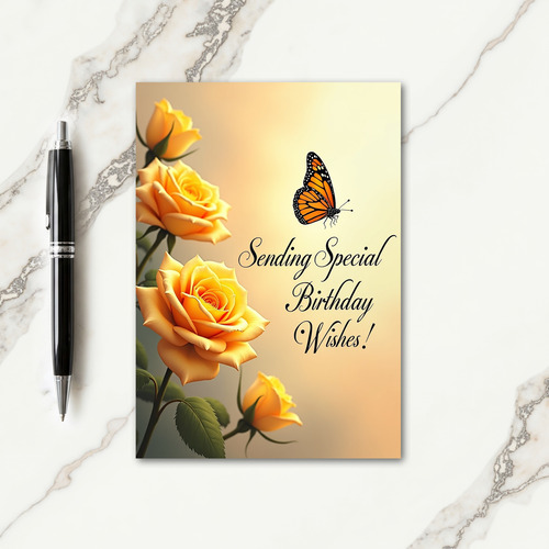 Golden Rose Birthday Card