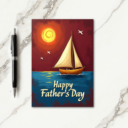 Golden Sail Sweet Fathers Day Card