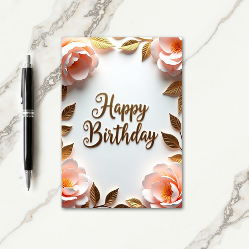 Golden Script Birthday Card