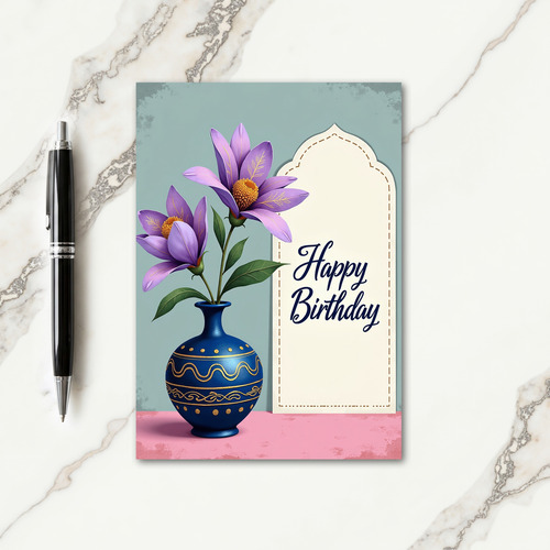Golden Scroll Birthday Card