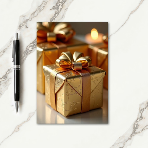 Golden Scroll Christmas Card