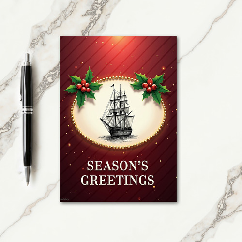 Golden Ship Christmas Card