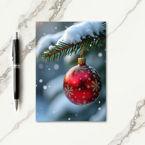 Golden Snowflake Ornament Card