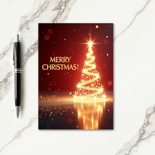 Golden Sparkle Christmas Card