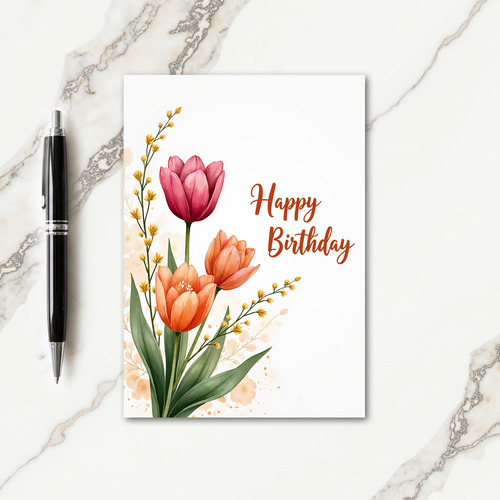 Golden Sprig Birthday Card