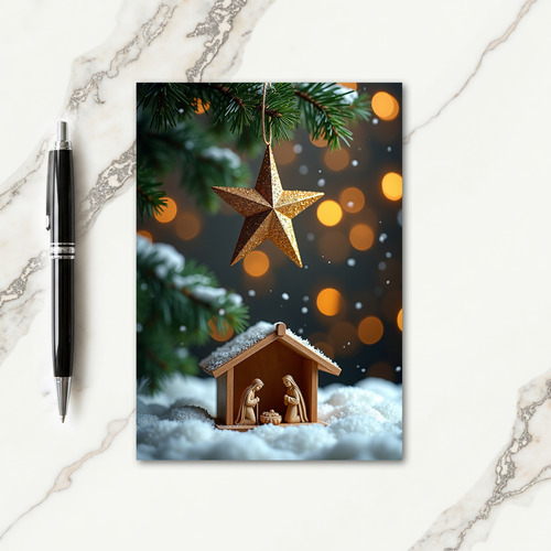 Golden Star Nativity Card