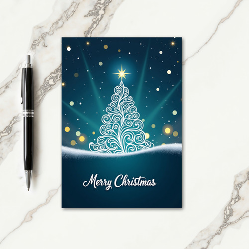 Golden Star Night Christmas Card