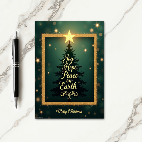Golden Star Tree Christmas Card