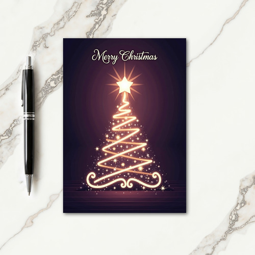 Golden Star Tree Light Card