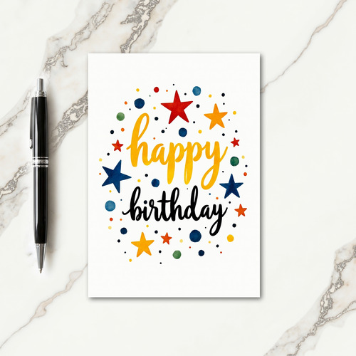Golden Starry Birthday Card