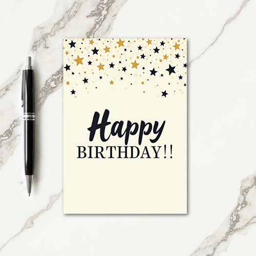 Golden Stars Birthday Card