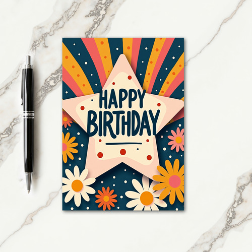 Golden Stripe Birthday Card