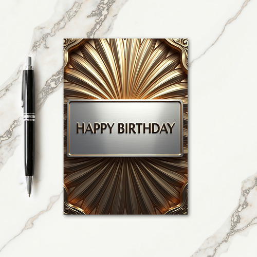 Golden Sunburst Birthday Card