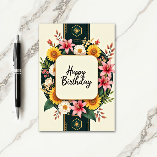 Golden Sunflower Birthday Card