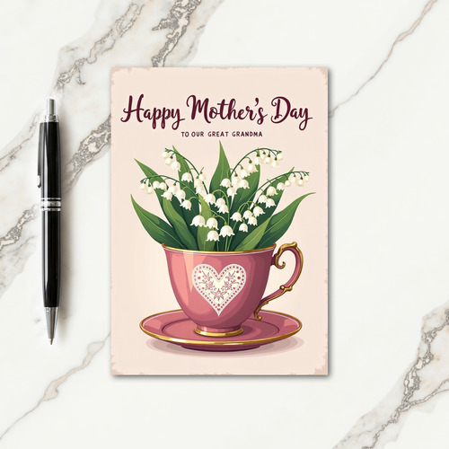 Golden Teacup Mothers Day Card