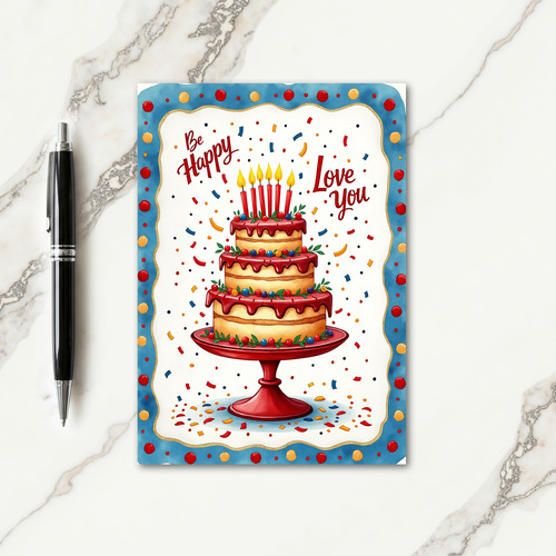 Golden Tiered Birthday Card