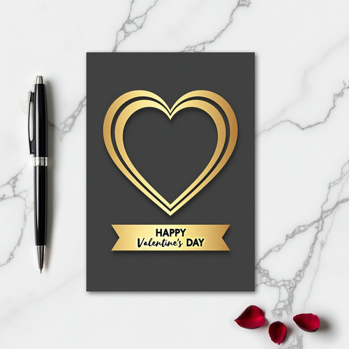 Golden Valentines Day Heart Card
