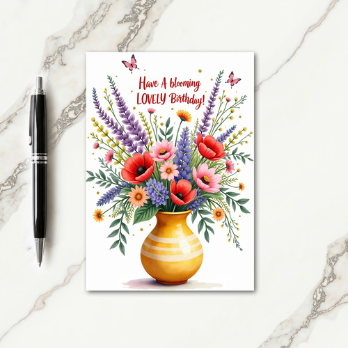 Golden Vase Birthday Card