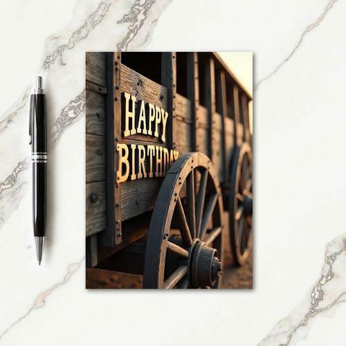 Golden Wagon Birthday Card