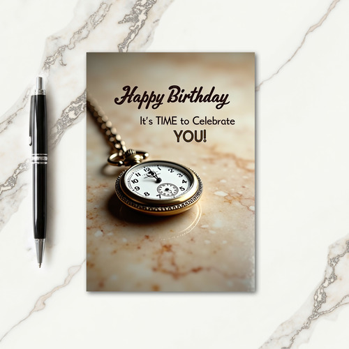 Golden Watch Birthday Card