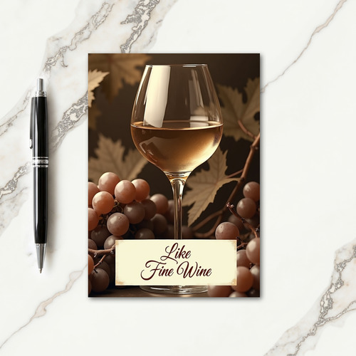 Golden Wine Birthday Card