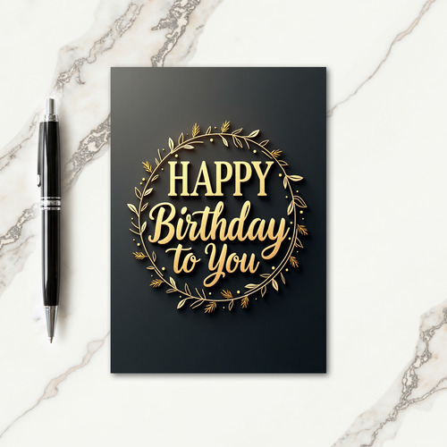 Golden Wreath Birthday Card