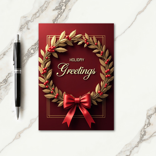 Golden Wreath Christmas Card
