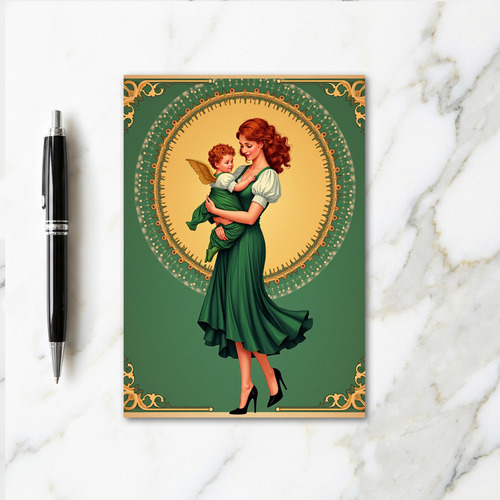 Golden Wreath Mother Child Card