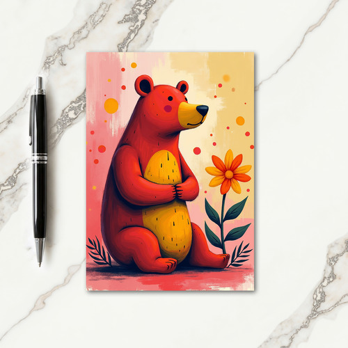 Golden Yellow Bear Hug Mother Card