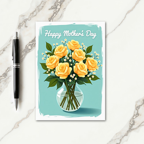 Golden Yellow Floral Mothers Day Card