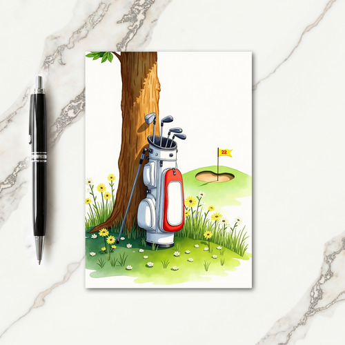 Golf Bag Fathers Day Scene Card