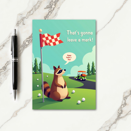 Golfing Raccoon Fathers Day Card