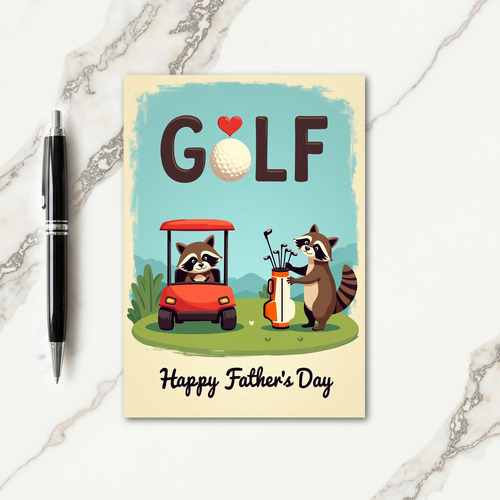 Golfing Woodland Fathers Day Card