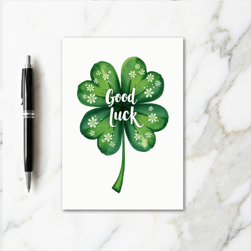 Good Luck Clover Watercolor Card