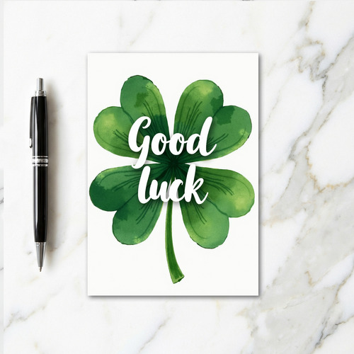 Good Luck Four Leaf Clover Card