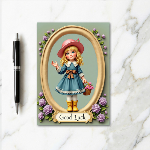 Good Luck Girl Art Card