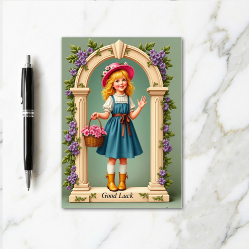 Good Luck Girl Portrait Card