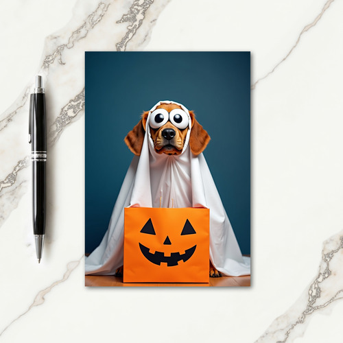 Googly Eyed Ghost Dog Card